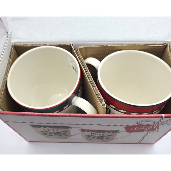 Lenox Hosting The Holidays Mr. & Mrs. Mugs Set Of 2 His & Hers Cups 14oz NWT - Picture 4 of 9